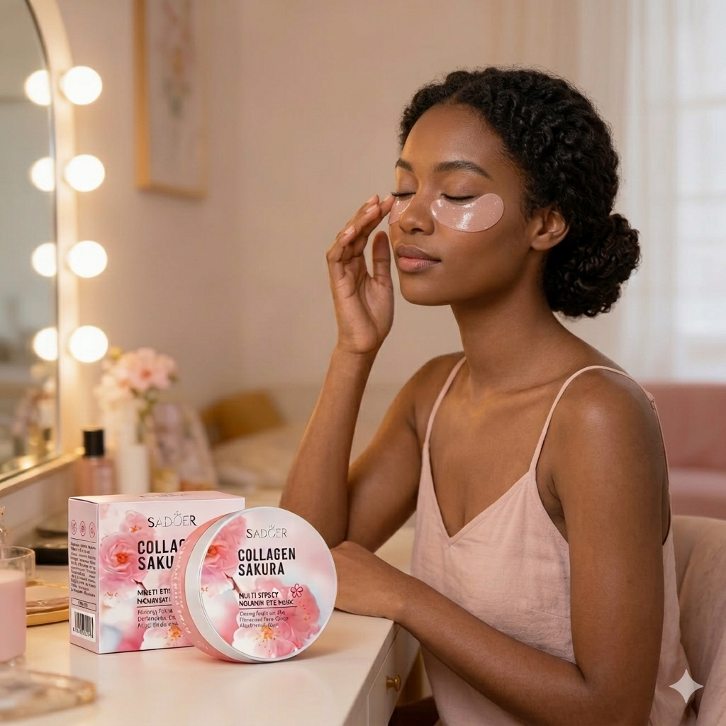 Cherry Blossom Hydrogel Eye Patches – 60 Pcs
