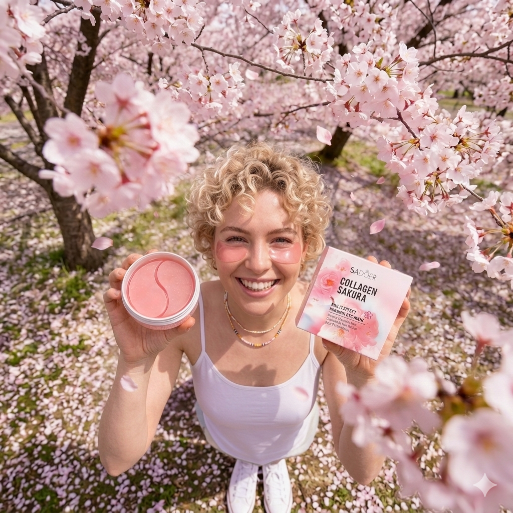 Cherry Blossom Hydrogel Eye Patches – 60 Pcs