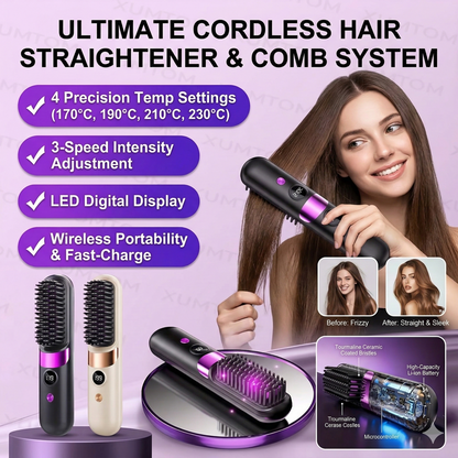 Portable Wireless Hair Straightening Comb