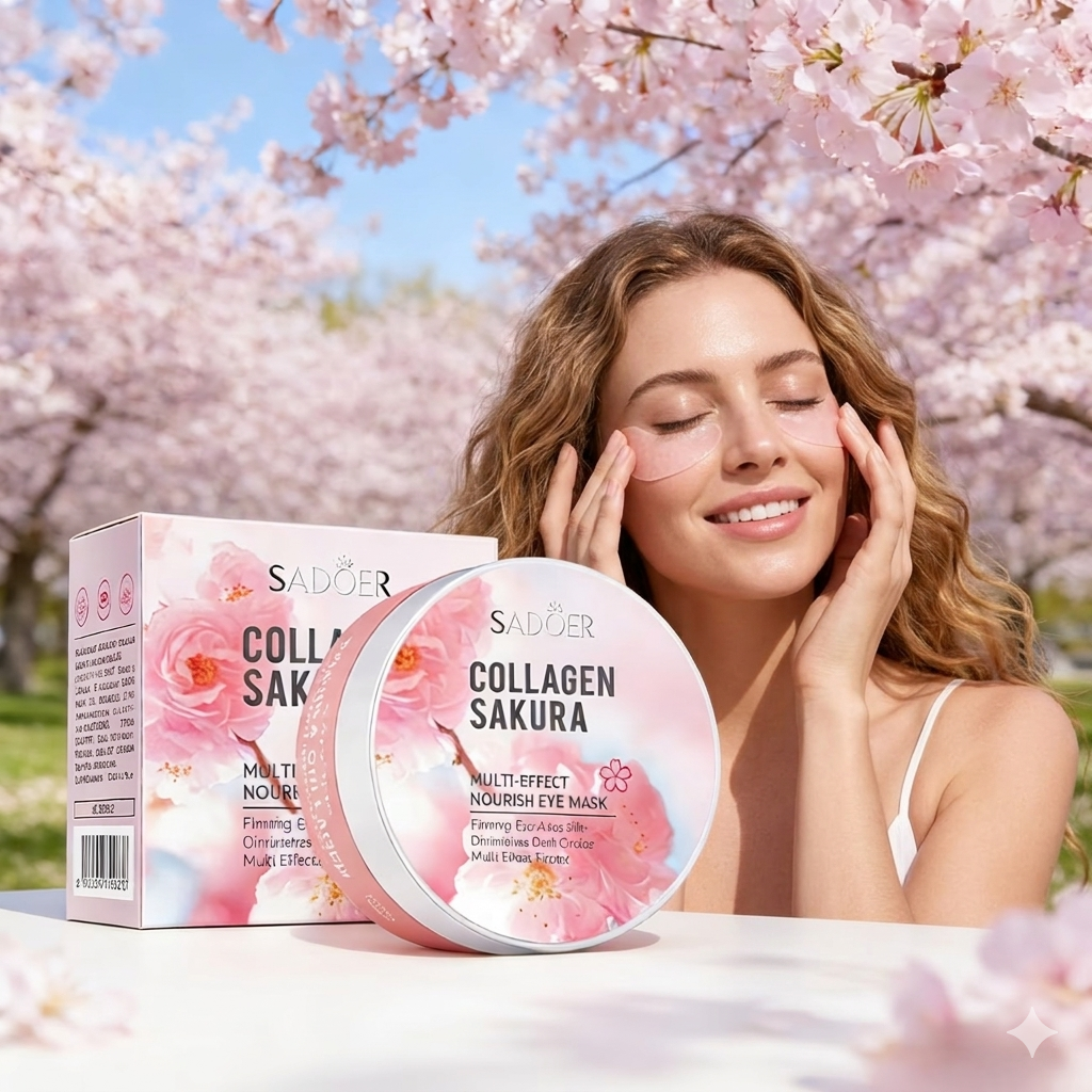 Cherry Blossom Hydrogel Eye Patches – 60 Pcs